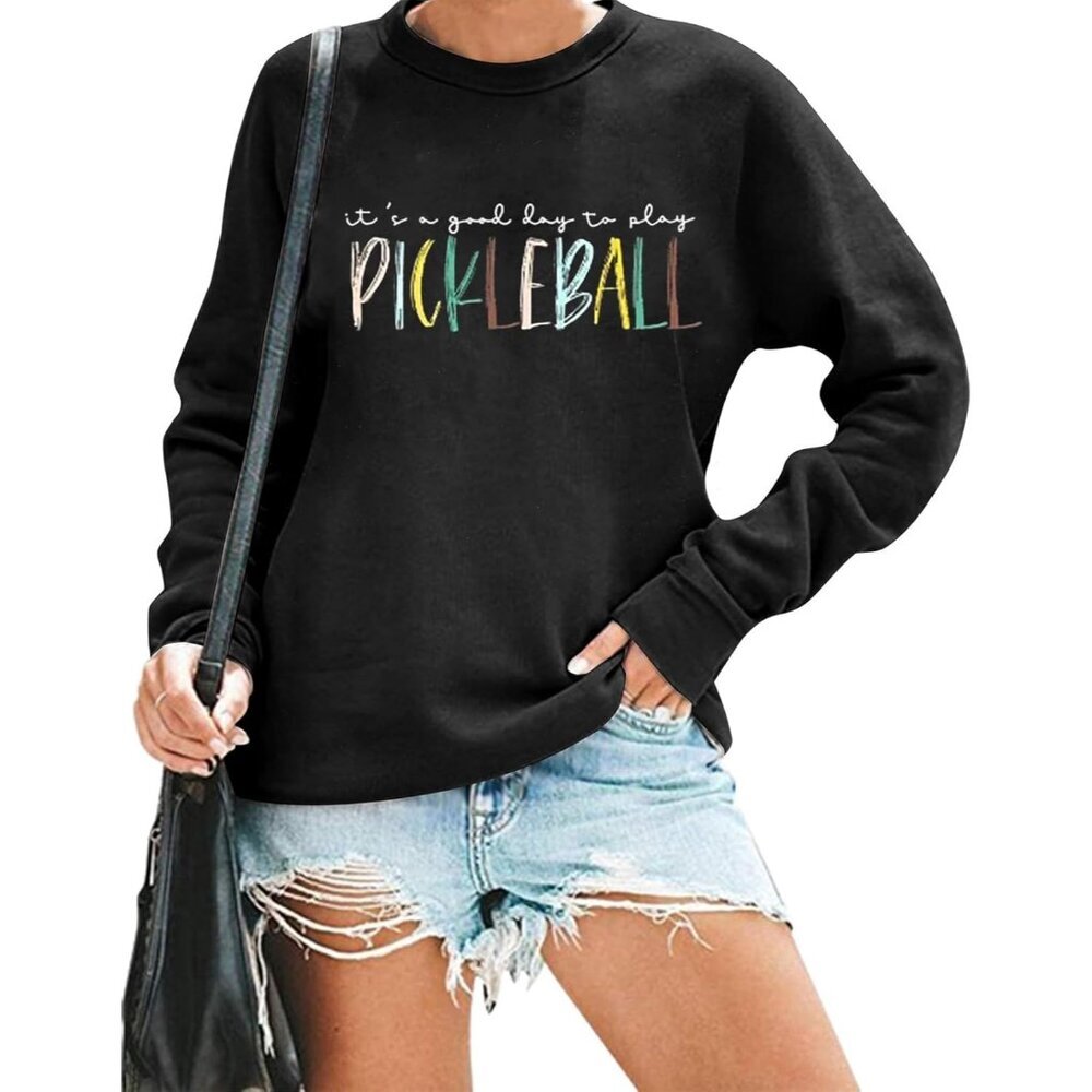 Pickleball Sweatshirt Women Cotton Blend Long Sleeve Casual Sport Top